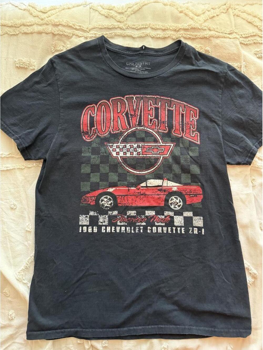 Corvette 1988 Chevrolet ZR-1 Black Graphic T-Shirt Size M